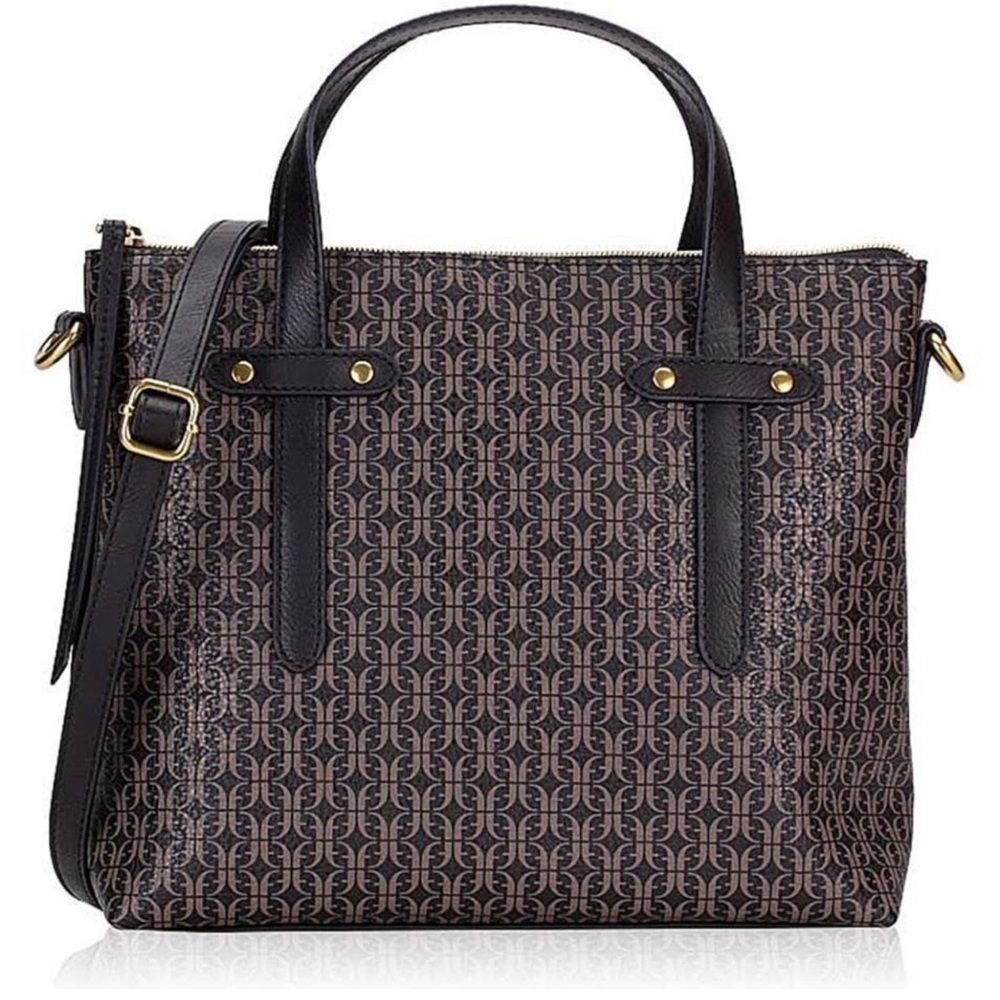 Fossil Felicity Logo Satchel Black Brown